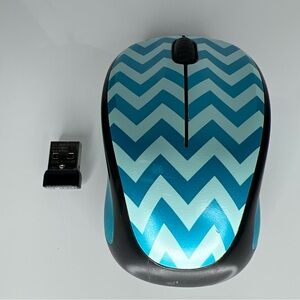 Logitech M17C Wireless Mouse with USB Receiver Dongle Teal Chevron